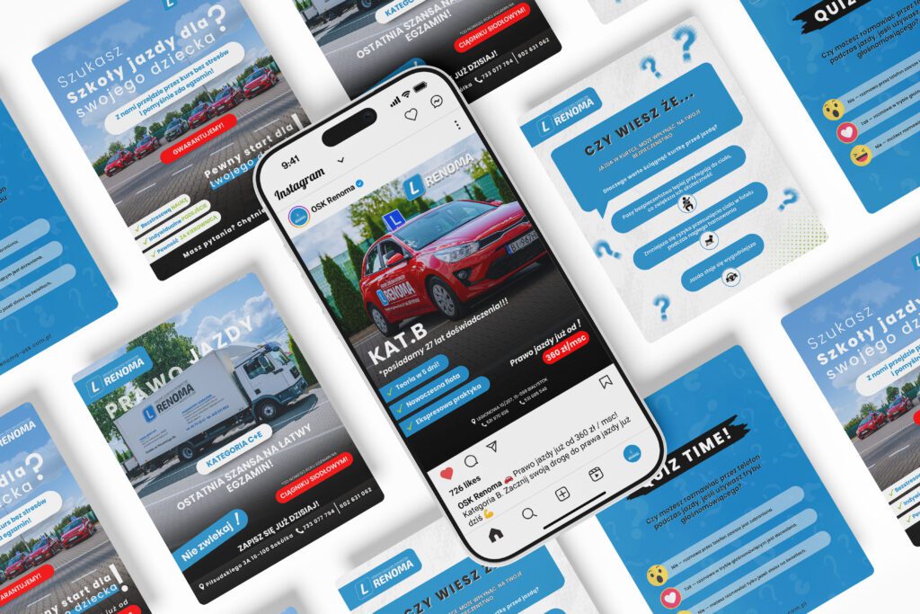 Grafiki reklamowe i materiały drukowane dla OSK Renoma